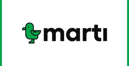 Beyaz zemin üzerinde yeşil çerçeveli Martı logosu