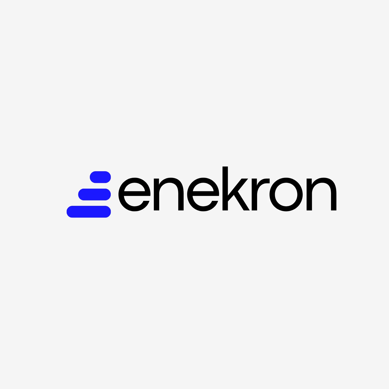 Beyaz zemin üzerinde mavi simgeli Enekron logosu